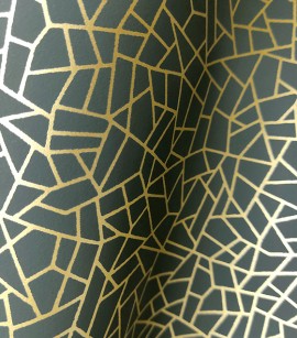 PÁG. 06 - Papel de Parede Craquelê Cinza Escuro (Brilho Laminado em Dourado) - Coleção Neo Geometric - Semi-Vinílico