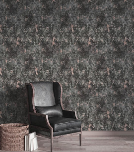 PÁG. 18 - Papel de Parede Efeito Manchado Cinza Chumbo Brilho - Coleção Casa - Vinílico Importado