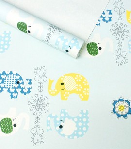 PÁG. 20 - Papel de Parede Elefante Azul Color - Coleção Império Algodão Doce - Importado Lavável