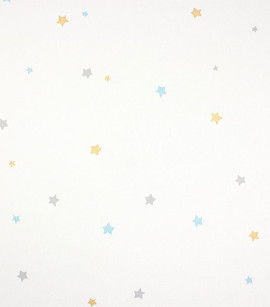 PÁG. 20 - Papel de Parede Estrelas Azul, Cinza e Brilho Dourado - Coleção Mundo - Vinílico Importado