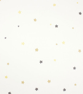 PÁG. 21 - Papel de Parede Estrelas Bege, Cinza e Brilho Dourado - Coleção Mundo - Vinílico Importado