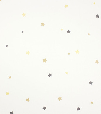 PÁG. 21 - Papel de Parede Estrelas Bege, Cinza e Brilho Dourado - Coleção Mundo - Vinílico Importado
