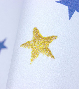 PÁG. 35 - Papel de Parede Estrelas Tons de Azul com Brilho Dourado - Coleção Mundo - Vinílico Importado