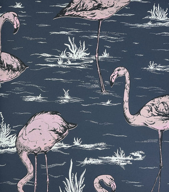 PÁG. 24 - Papel de Parede Flamingos Azul Escuro e Rosa - Coleção Summer - Vinílico Importado