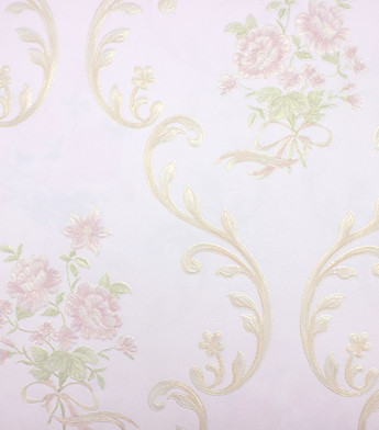 PÁG. 65 - Papel de Parede Floral Adamascado Rosa Claro com Brilho (Fundo Rosa) - Coleção Valence - Vinilizado Importado