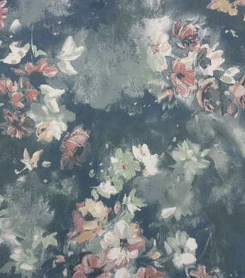 PÁG. 02 - Papel de Parede Floral Azul Brilho - Coleção Casa - Vinílico Importado