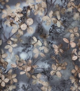 PÁG. 13 e 14 - Papel de Parede Floral Azul e Bege - Coleção Reno - Non-Woven Importado