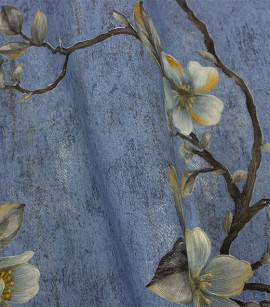 PÁG. 16 - Papel de Parede Floral Azul e Cinza com Brilho - Coleção Seven - Vinílico Importado