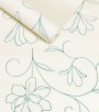 Papel de Parede Floral Azul e Creme - Coleção Italian Select (Sprint) - Vinílico Lavável