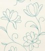 Papel de Parede Floral Azul e Creme - Coleção Italian Select (Sprint) - Vinílico Lavável