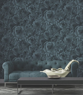 PÁG. 46 - Papel de Parede Floral Azul Leve Brilho - Coleção Infinity G - Vinílico Importado