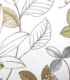 PÁG. 57 - Papel de Parede Floral Bege, Verde e Cinza - Coleção Valence - Vinilizado Importado