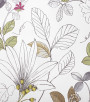 PÁG. 57 - Papel de Parede Floral Bege, Verde e Cinza - Coleção Valence - Vinilizado Importado