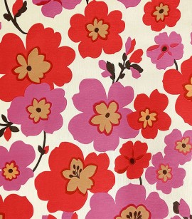 Papel de Parede Floral Vermelho, Rosa e Cru - Coleção Italian Select (Colori Piú) - Vinílico Lavável