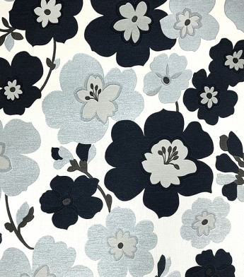 Papel de Parede Floral Tons de Cinza e Cru (Detalhes com Brilho) - Coleção Italian Select (Colori Piú) - Vinílico Lavável