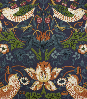 PÁG. 01 - Papel de Parede Floral, Folhas e Pássaros Azul Escuro e Caramelo - Coleção Infinity G - Vinílico Importado