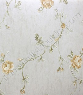 PÁG. 007 - Papel de Parede Floral - Importado Lavável - Coleção Classic Designs (Bege/ Pêssego/ Com Brilho)