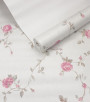 PÁG. 005/11 - Papel de Parede Floral - Importado Lavável - Coleção Classic Designs (Cinza Claro/ Rosa/ Com Brilho)