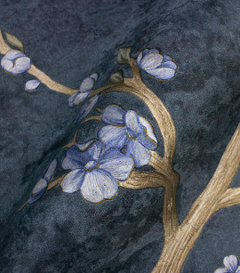 PÁG. 09 - Papel de Parede Floral Tons de Azul e Dourado com Brilho - Coleção Valence - Vinilico Importado