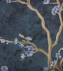 PÁG. 09 - Papel de Parede Floral Tons de Azul e Dourado com Brilho - Coleção Valence - Vinilico Importado