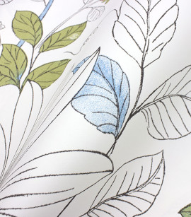 PÁG. 58 - Papel de Parede Floral Verde, Azul e Cinza - Coleção Valence - Vinilizado Importado