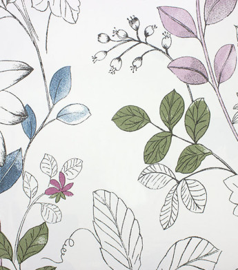 PÁG. 59 - Papel de Parede Floral Verde, Azul e Lilás - Coleção Valence - Vinilizado Importado