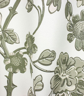 PÁG. 04 - Papel de Parede Floral Verde e Bege - Coleção Refúgio Bobinex - Vinílico Importado