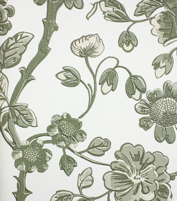 PÁG. 04 - Papel de Parede Floral Verde e Bege - Coleção Refúgio Bobinex - Vinílico Importado
