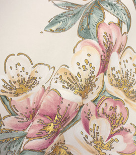 PÁG. 31 - Papel de Parede Floral Vintage Rosa e Pêssego com Brilho - Coleção Seven - Vinílico Importado