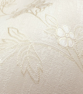 PÁG. 09 - Papel de Parede Flores Bege Brilho - Coleção Casa - Vinílico Importado