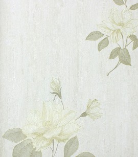 PÁG. 55 - Papel de Parede Flores Bege e Amarelo (Brilho Glitter e leve relevo) - Coleção Dolce Vita - Vinílico Lavável