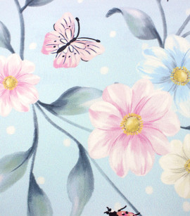 PÁG. 35 - Papel de Parede Flores e Borboletas Azul e Rosa - Coleção Bambine - Vinílico Importado