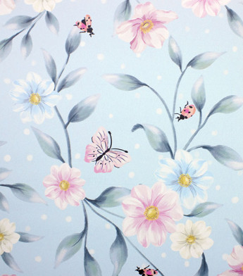 PÁG. 35 - Papel de Parede Flores e Borboletas Azul e Rosa - Coleção Bambine - Vinílico Importado