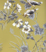 PÁG. 26 - Papel de Parede Flores e Pássaros Amarelo, Off-White e Cinza - Coleção Summer - Vinílico Importado