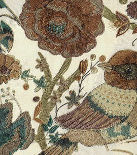 PÁG. - Papel de Parede Flores e Pássaros Bege, Cobre e Verde - Coleção Poet Chart 5 - Vinílico Importado
