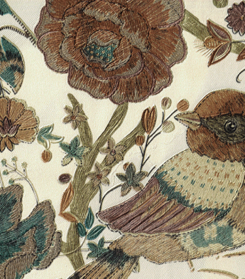 PÁG. - Papel de Parede Flores e Pássaros Bege, Cobre e Verde - Coleção Poet Chart 5 - Vinílico Importado