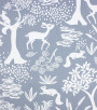 PÁG. 13 - Papel de Parede Floresta e Bichinhos Azul Acinzentado - Coleção Mundo - Vinílico Importado