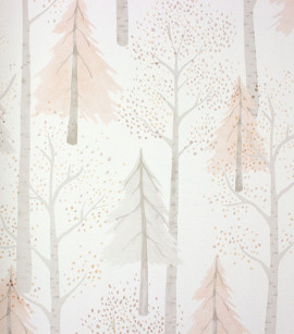 PÁG. 52 - Papel de Parede Floresta Rosa Chá e Cinza - Coleção Mundo - Vinílico Importado