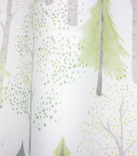 PÁG. 38 - Papel de Parede Floresta Verde e Cinza - Coleção Mundo - Vinílico Importado
