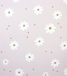 PÁG. 34 - Papel de Parede Florzinhas Branco, Marrom e Rosa - Coleção Bambine - Vinílico Importado