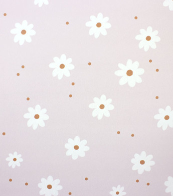 PÁG. 34 - Papel de Parede Florzinhas Branco, Marrom e Rosa - Coleção Bambine - Vinílico Importado
