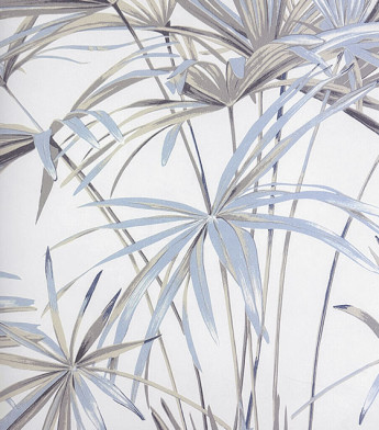 PÁG. 21 - Papel de Parede Folhagem Azul e Bege - Coleção Summer - Vinílico Importado