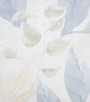 PÁG. 01 - Papel de Parede Folhagem Azul e Off-White com Brilho - Coleção Valence - Vinilico Importado