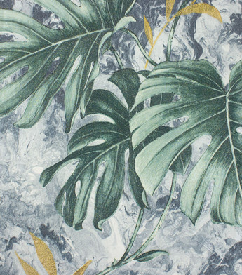 PÁG. 01 - Papel de Parede Folhagem Azul e Verde com Brilho Glitter - Coleção Toulon - Vinílico Importado