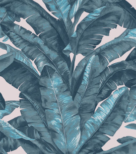 PÁG. 01 - Papel de Parede Folhagem Azul com Leve Brilho - Coleção Unique - Vinílico Importado