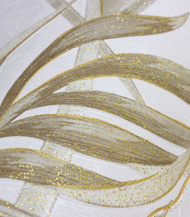 PÁG. 16 - Papel de Parede Folhagem Bege, Off-White e Dourado com Brilho - Coleção Valence - Vinilico Importado