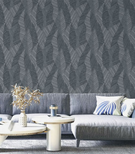 PÁG. 18 - Papel de Parede Folhagem Cinza Azulado - Coleção Entre Linhas - Vinílico Importado