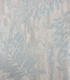 PÁG. 06 - Papel de Parede Folhagem Cinza e Azul com Brilho Glitter - Coleção Elegance 5 - Vinílico Importado