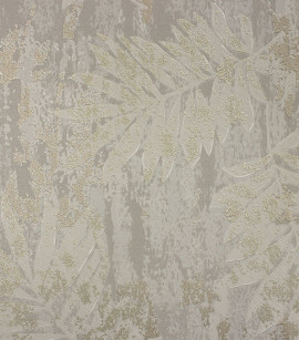 PÁG. 08 - Papel de Parede Folhagem Cinza e Dourado com Brilho Glitter - Coleção Elegance 5 - Vinílico Importado