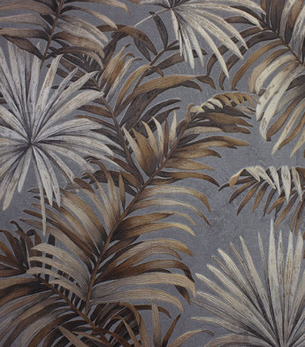 PÁG. 19 - Papel de Parede Folhagem Cinza e Marrom Brilho - Coleção Entre Linhas - Vinílico Importado